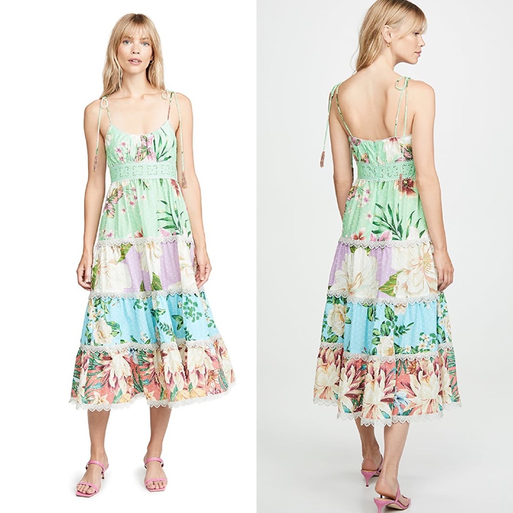 NWT FARM Rio mixed floral print midi dress